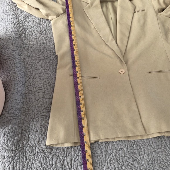 Vtg‎ Sasson Paris Womens 14 Blazer Jacket Textured Beige Old Money Chic Academia - Picture 9 of 9